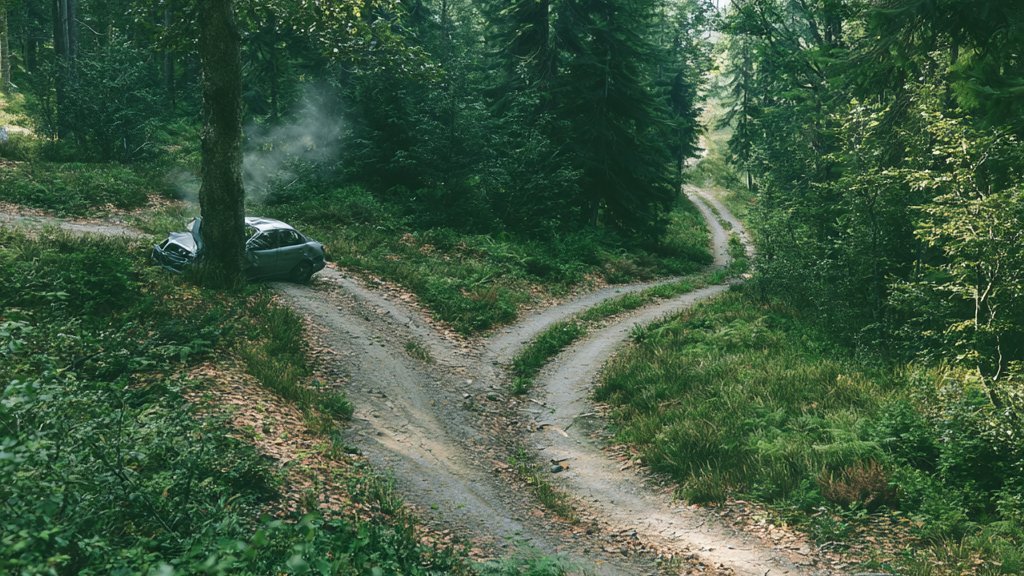 Two diverging paths into the distance &mdash; the future with a change made and the future without it